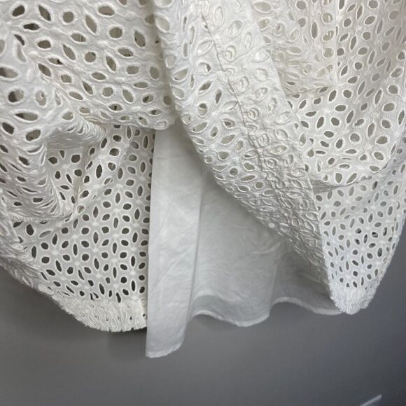 MADEWELL Womens Eyelet Ruffle-Sleeve Mini Dress NWOT Ivory Cotton AN137 Size XS - Picture 7 of 12